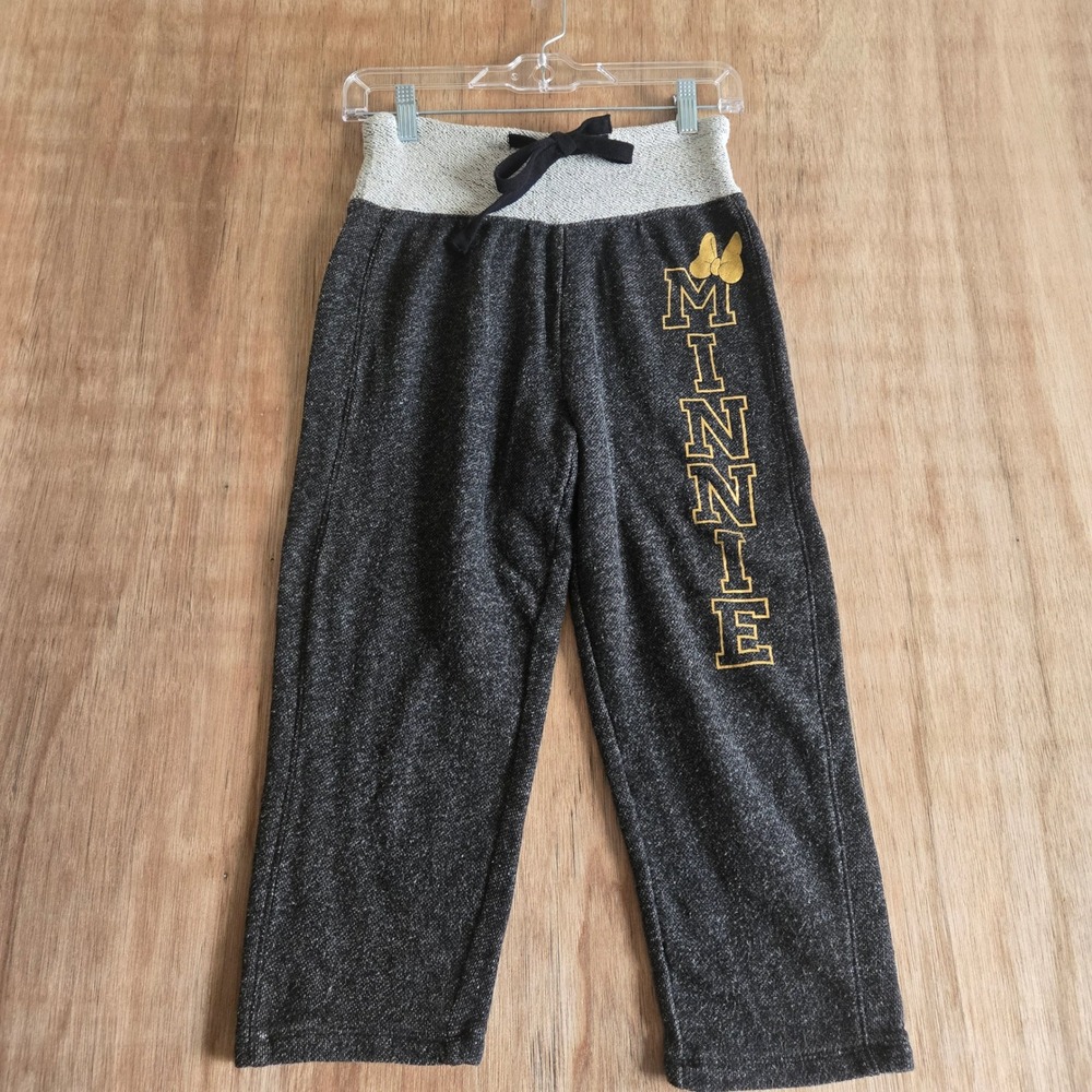 Disney Parks Minnie Mouse Gray Gold Graphic Sweatpants Joggers XS